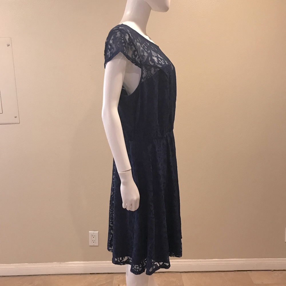 Maurices Navy Blue Lace Dress NEW Size XL 16 18 Fit Flare Party Wedding Formal - Picture 11 of 15